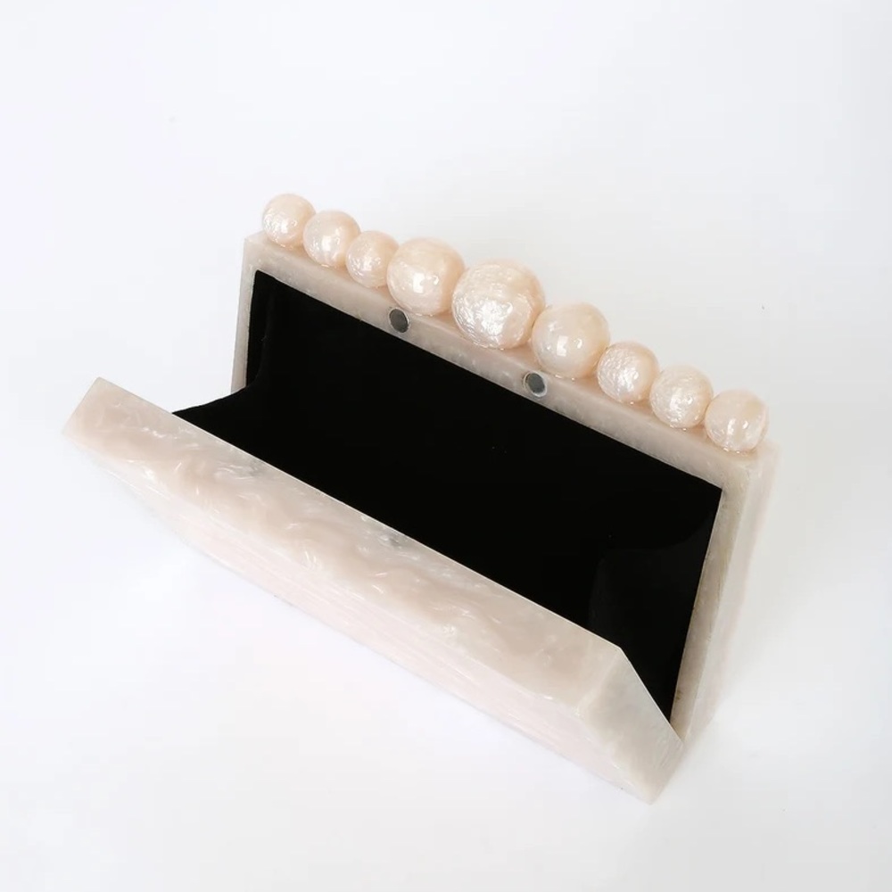 Cream Marble “On The List” Acrylic Box Clutch Purse 🌿 - Picture 4 of 10